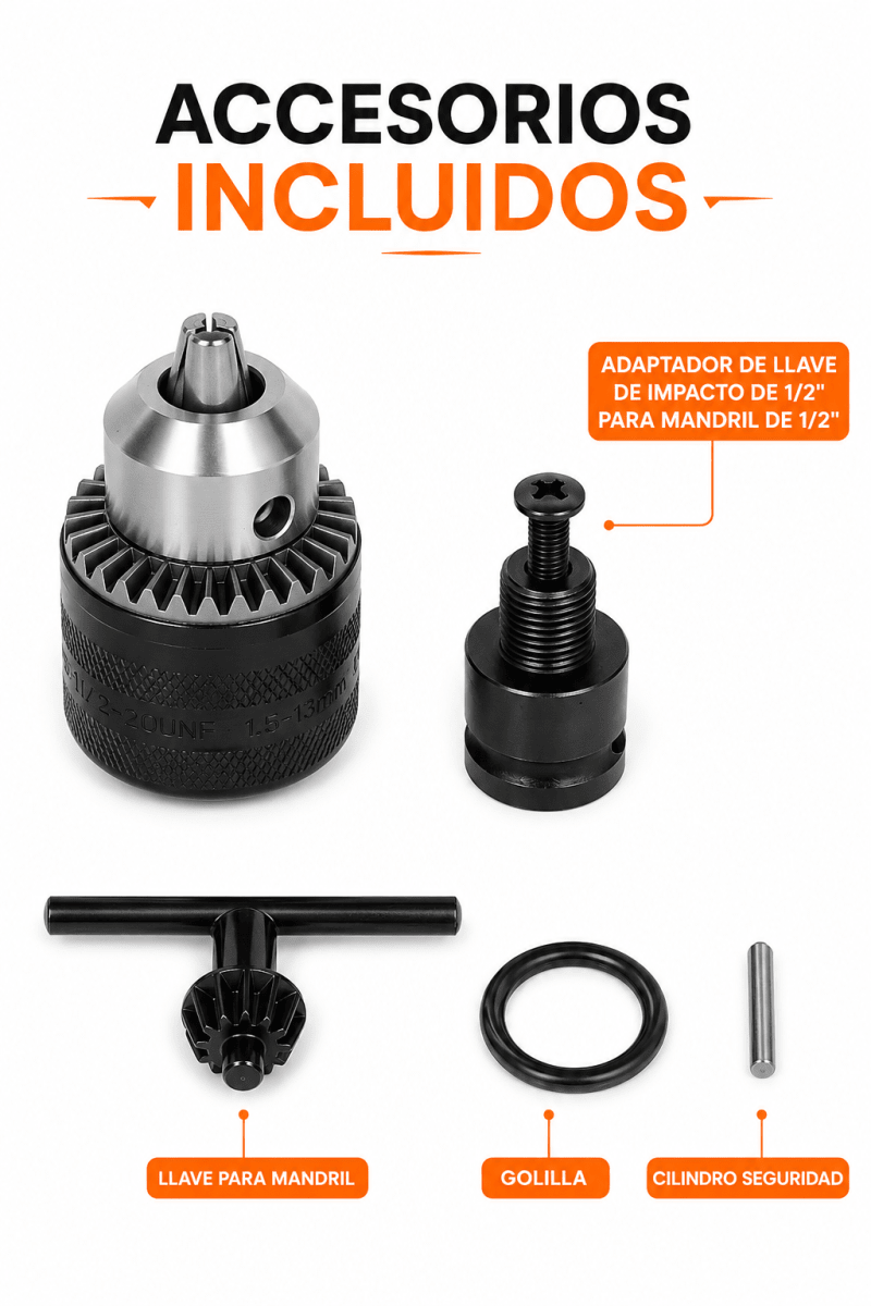 ADAPTADOR PARA LLAVE DE IMPACTO 1/2 CON PORTABROCAS DE 1.5 A 13mm3