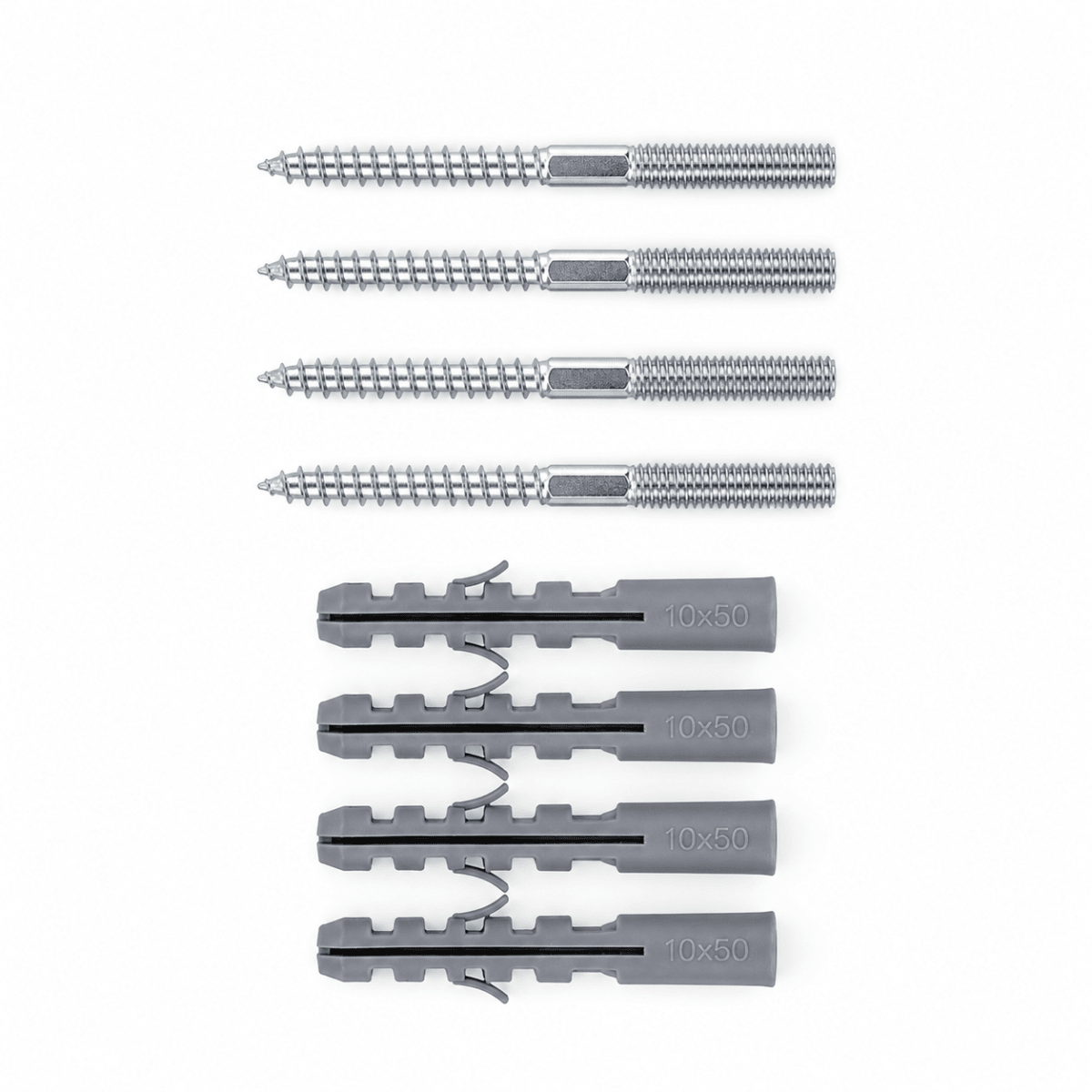 PERNO TORNILLO HILO M8x5/16x80mm + Tarugo nylon 10mm Pack 4 Unidades7