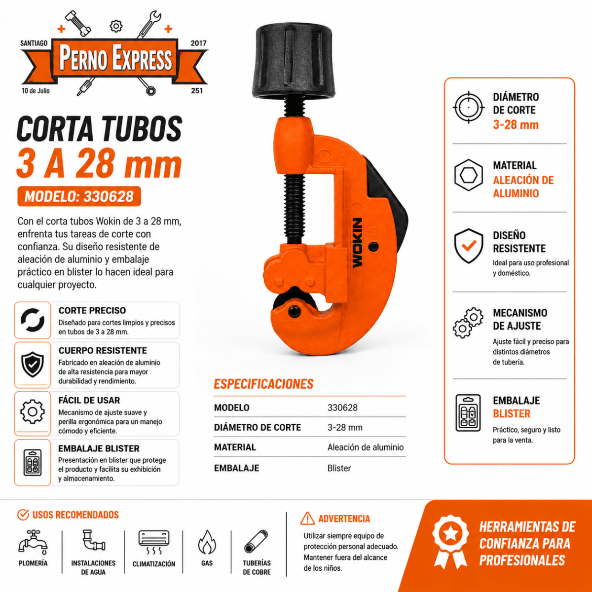Cortador De Tubos 3-28mm Wokin2