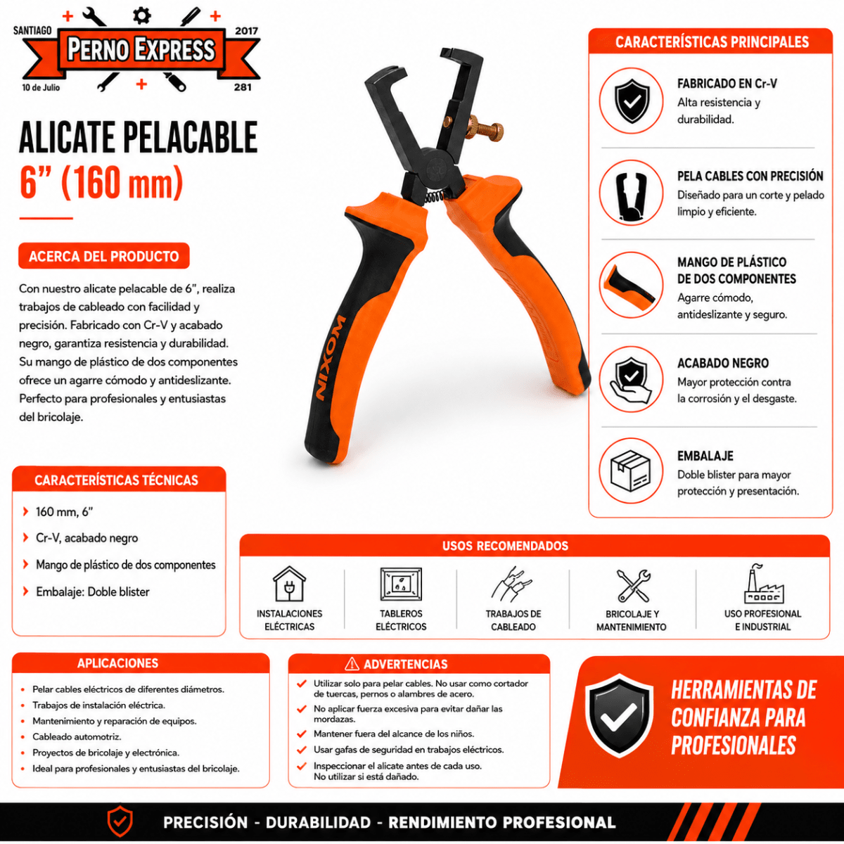 Alicate Pela Cables 6 Pulgadas Wokin2