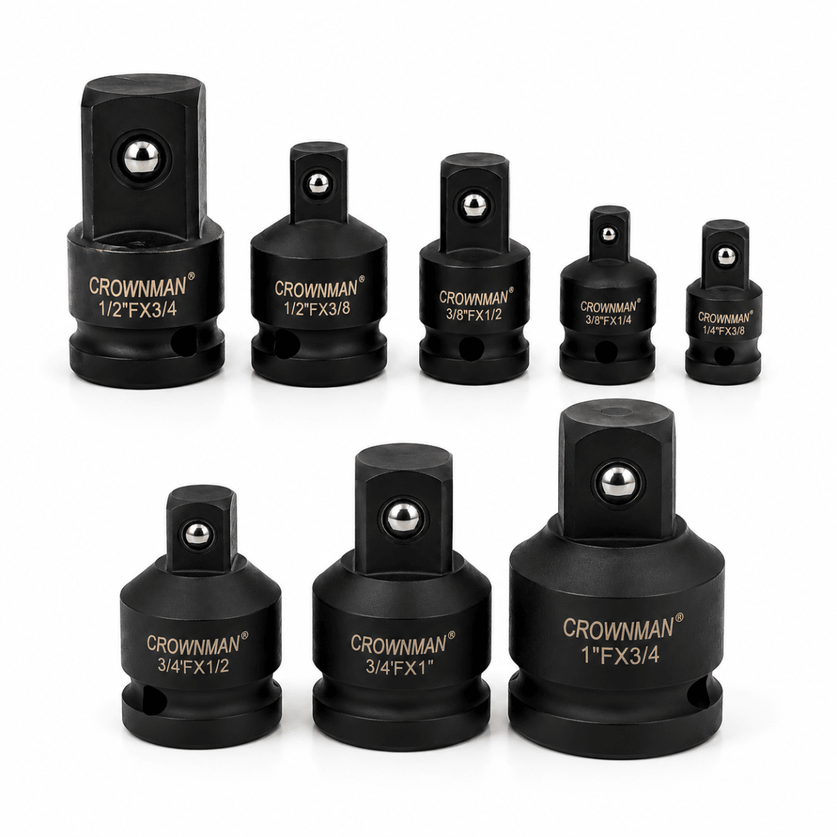 Adaptador Cuadrante Para Dado Impacto 1 a 3/4, 1/2, 3/8, 1/4 de 8pcs Encastre Reductor Ampliacion 0