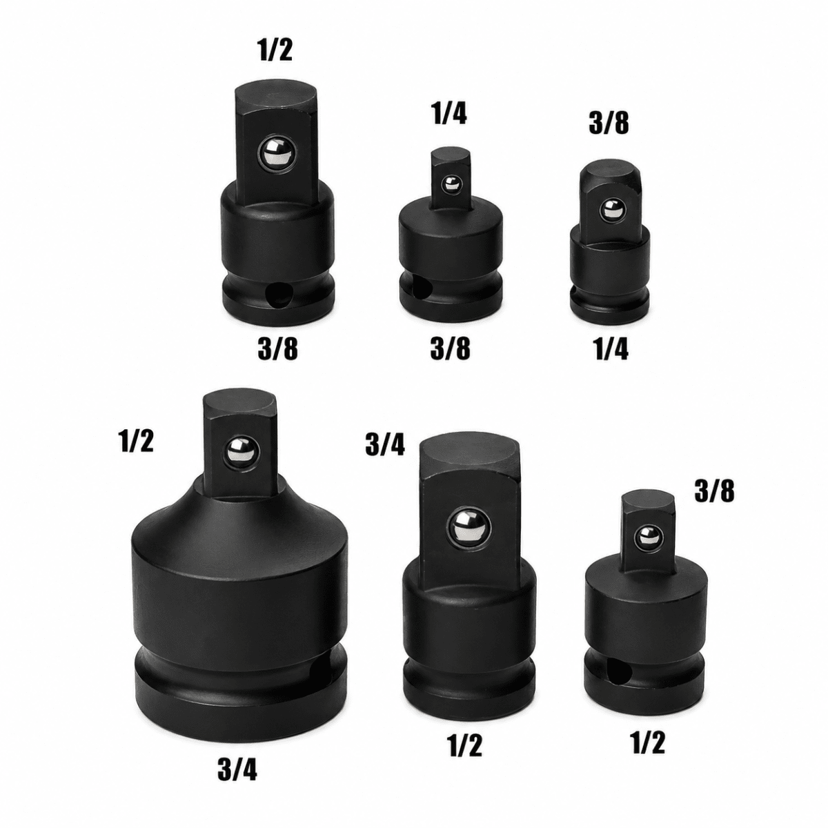 Adaptador Cuadrante Para Dado Impacto 3/4, 1/2, 3/8, 1/4 de 6pcs Encastre Reductor Ampliacion6