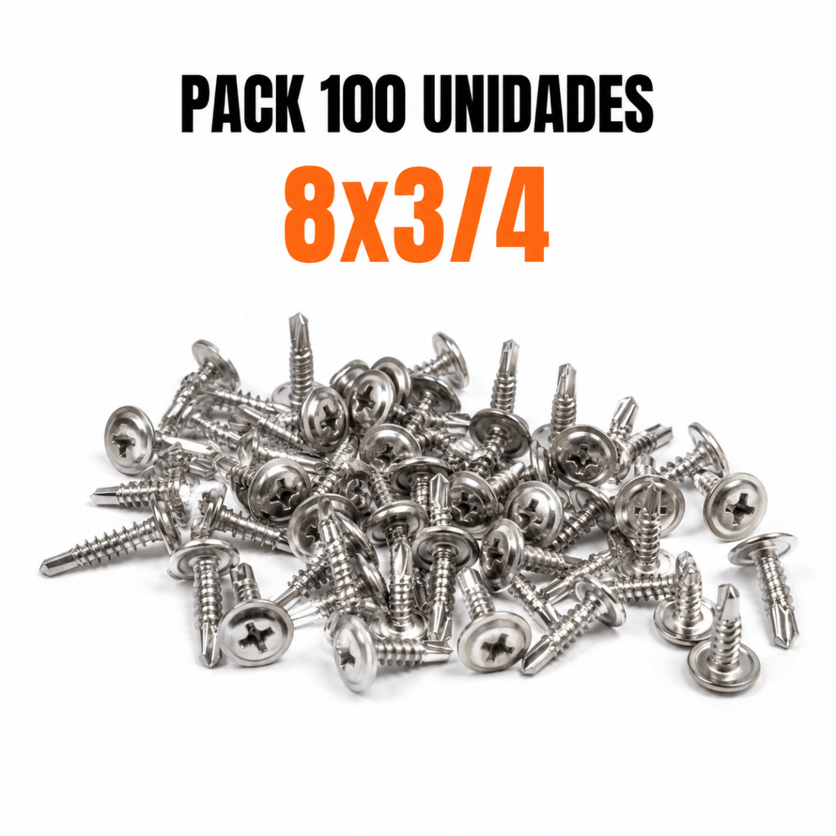 PACK TORNILLOS AUTOPERFORANTE INOX PUNTA BROCA 8x3/4 x100 Unidades4