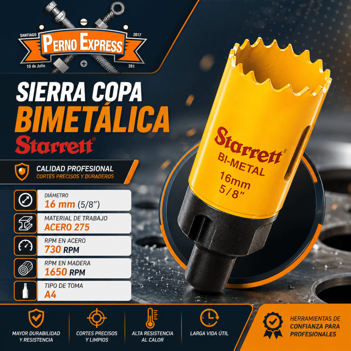 Sierra Copa Bimetal 16mm Starrett Extra Cobalto2
