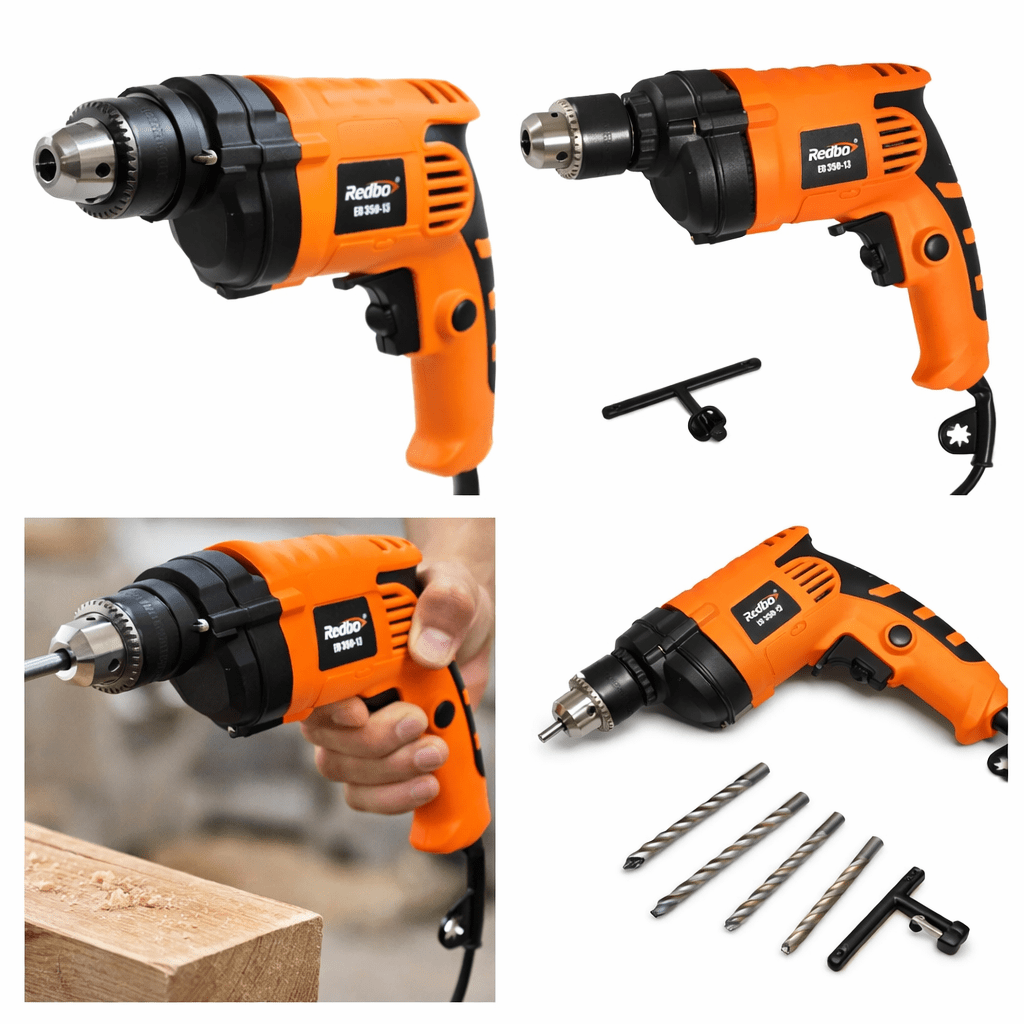TALADRO PERCUTOR ELECTRICO 13mm 350w REVER. REDBO ED350-132