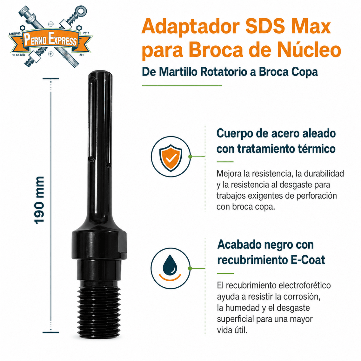 Adaptador SDS MAX 1-1/4 -7 Unc Y Hembra De 1/2 Bsp Para Brocas3