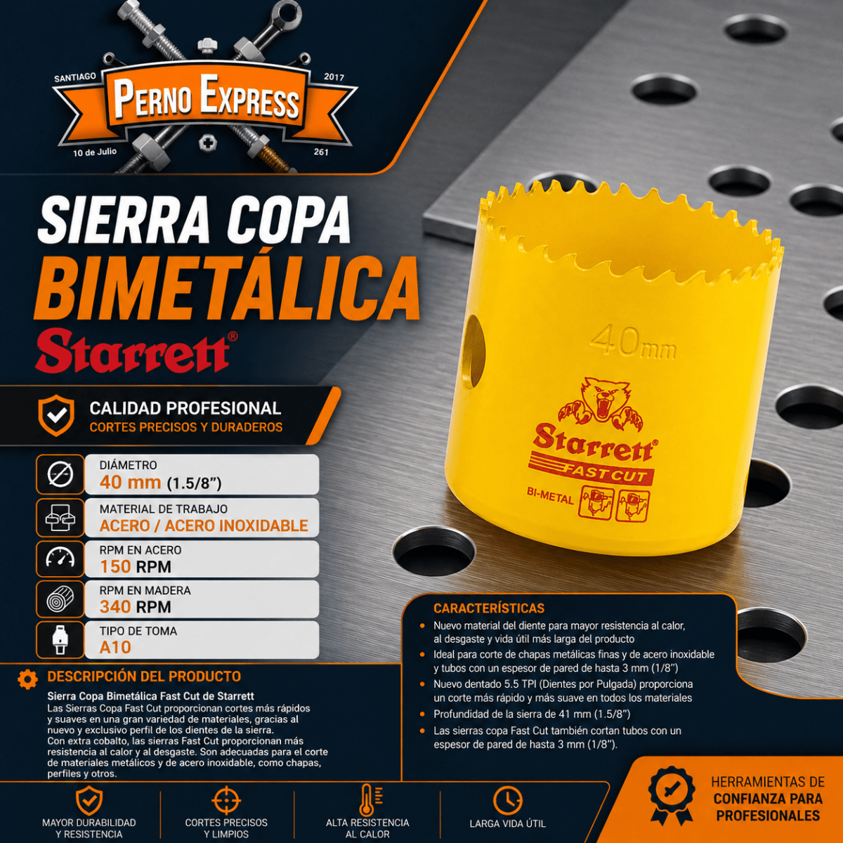 Sierra Copa Bimetal 40mm 1.5/8