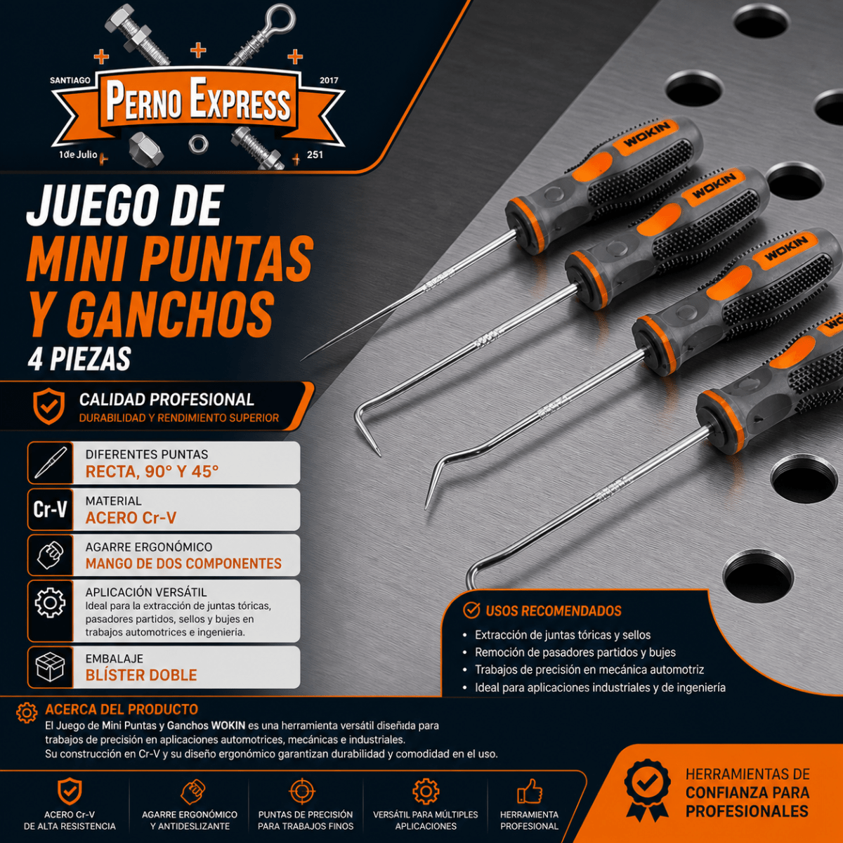 Juego Ganchos Pinzas Para Oring Multiuso 4 Pcs Wokin2