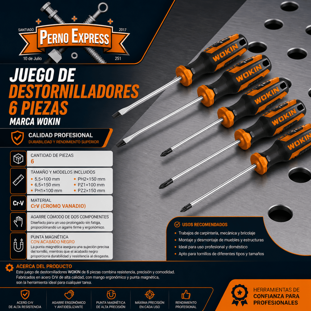 Juego De Destornilladores Magnéticos 6pcs Wokin2
