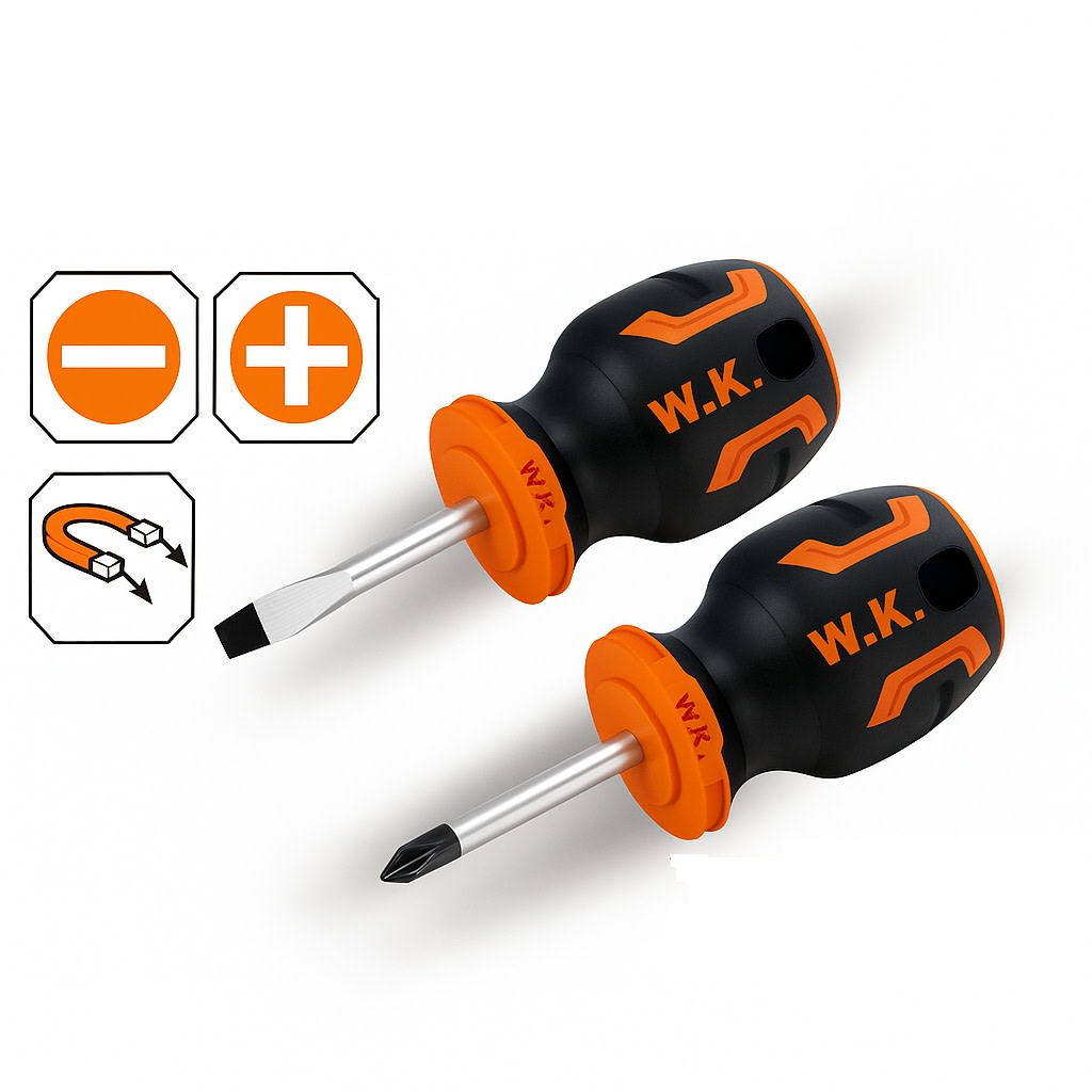 Set De Destornilladores Cortos 2pcs Cruz Y Paleta 38mm Wokin 0