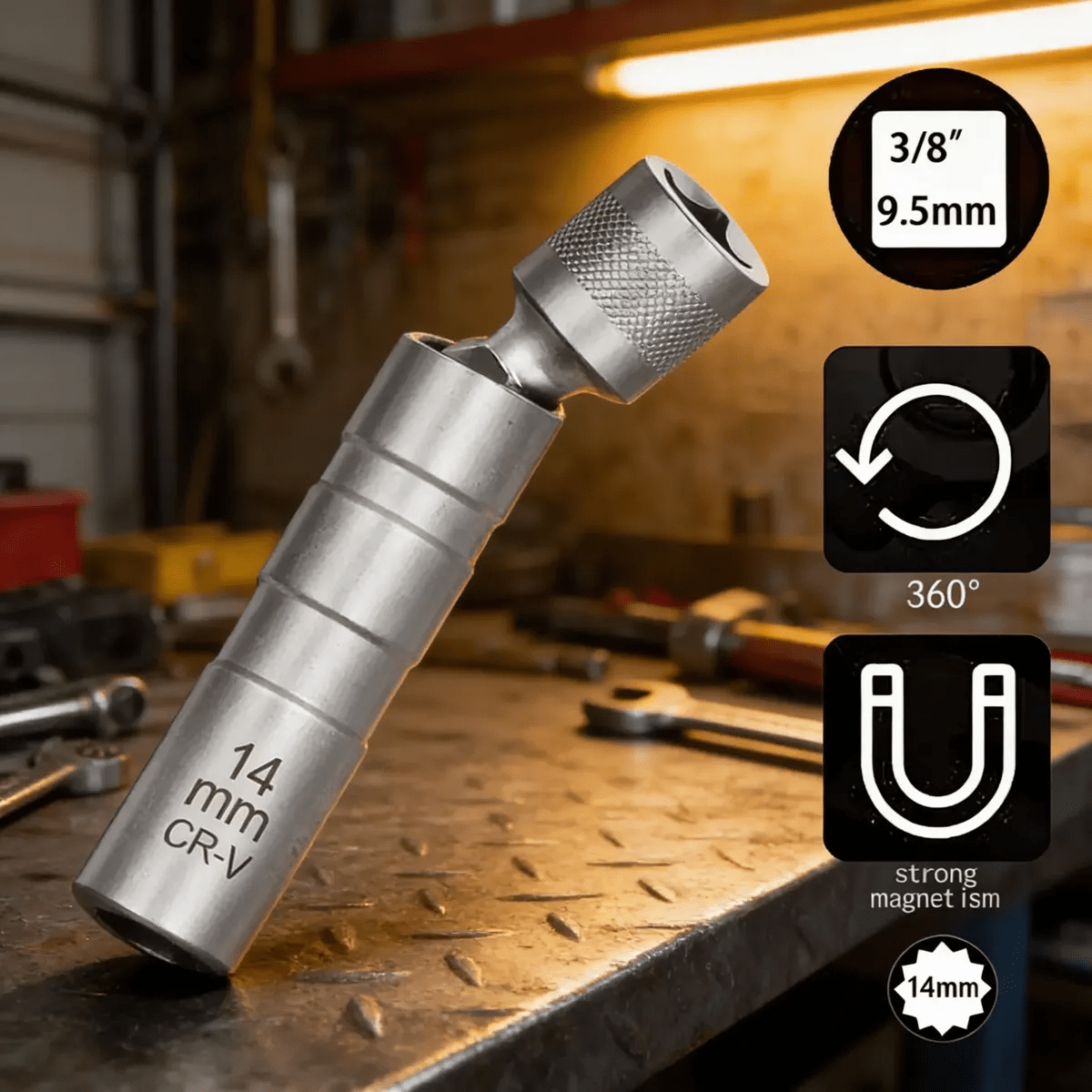 Dado Extractor Bujia Imantado Poligonal Articulado Encastre 3/83