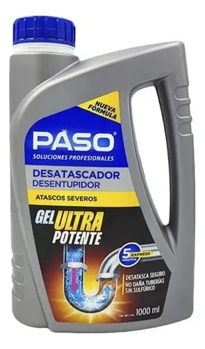 Destapa Cañerias Cocina Y Baño Gel 1000ml Paso Ultra Potente 0