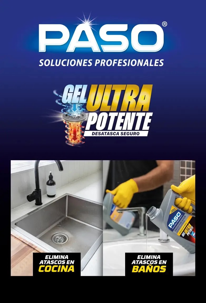 Destapa Cañerias Cocina Y Baño Gel 1000ml Paso Ultra Potente2