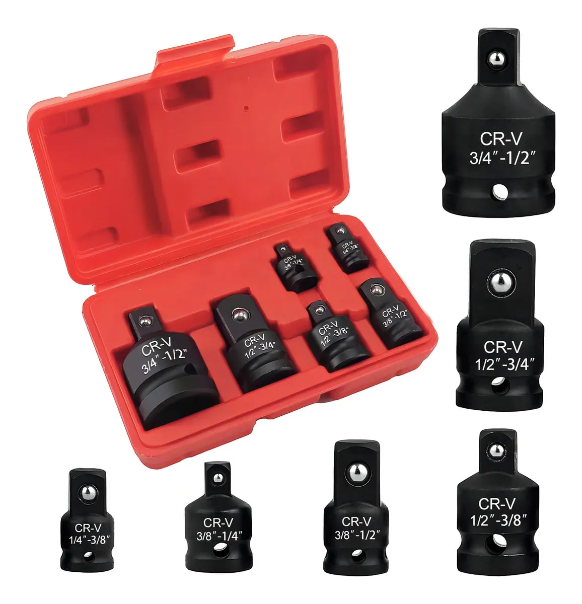 Adaptador Cuadrante Para Dado Impacto 3/4, 1/2, 3/8, 1/4 de 6pcs Encastre Reductor Ampliacion 0