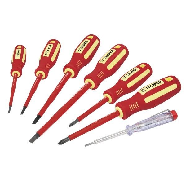 Juego Destornillador Aislado De 7 Piezas Truper 1000v Dtj-7d1