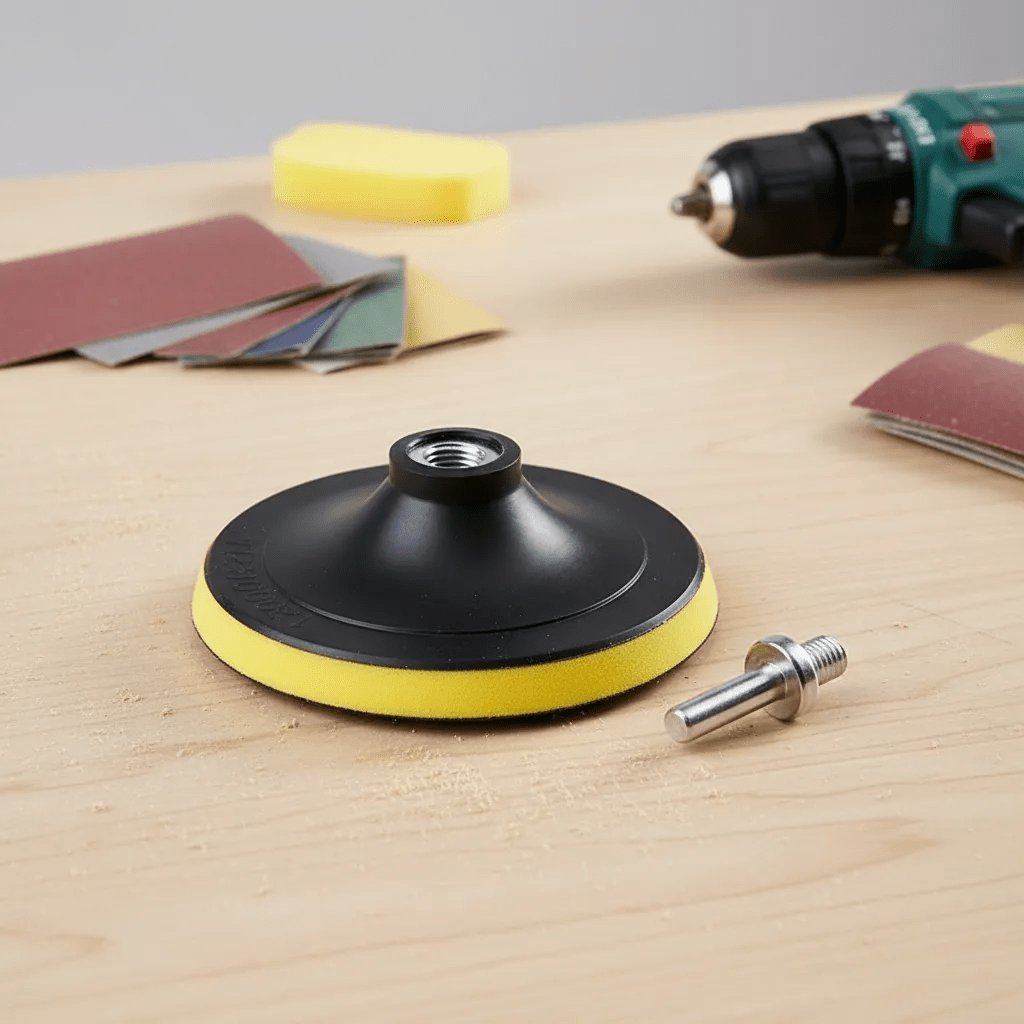 Disco Base Pulidora Velcro 4-1/2 Esmeril Y Taladro +5 Lijas Negro3