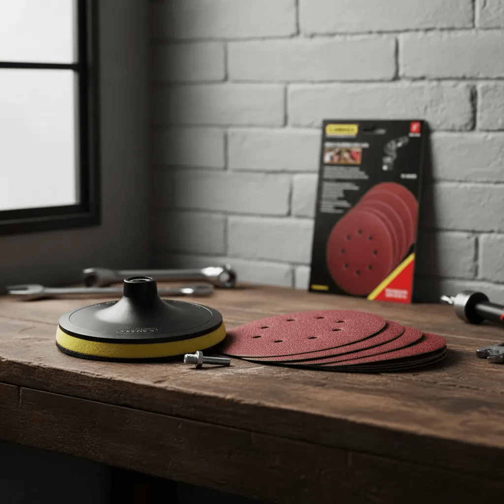 Disco Base Pulidora Velcro 4-1/2 Esmeril Y Taladro +5 Lijas Negro2