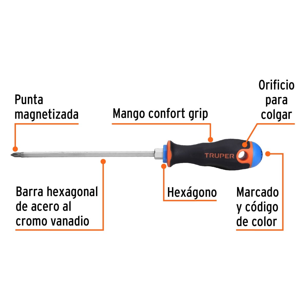 DESTORNILLADOR TRUPER CRUZ 3/16*6 #1 DP-3/16X6B2