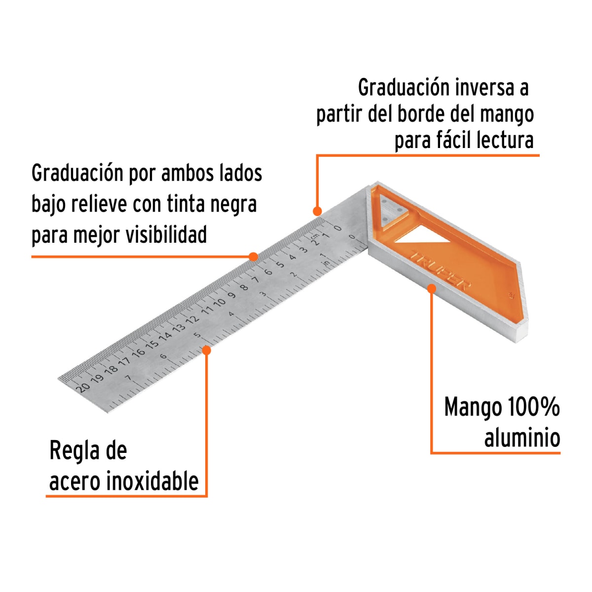 Escuadra Carpintera 8 pulg TRUPER EC-82