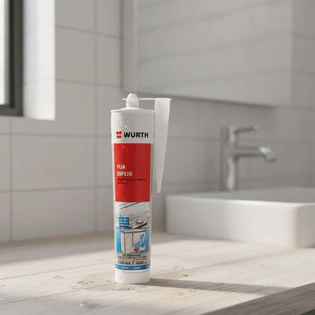 Silicona Adhesivo Pegamento Fija Espejo y Vidrio 230ml Wurth 0