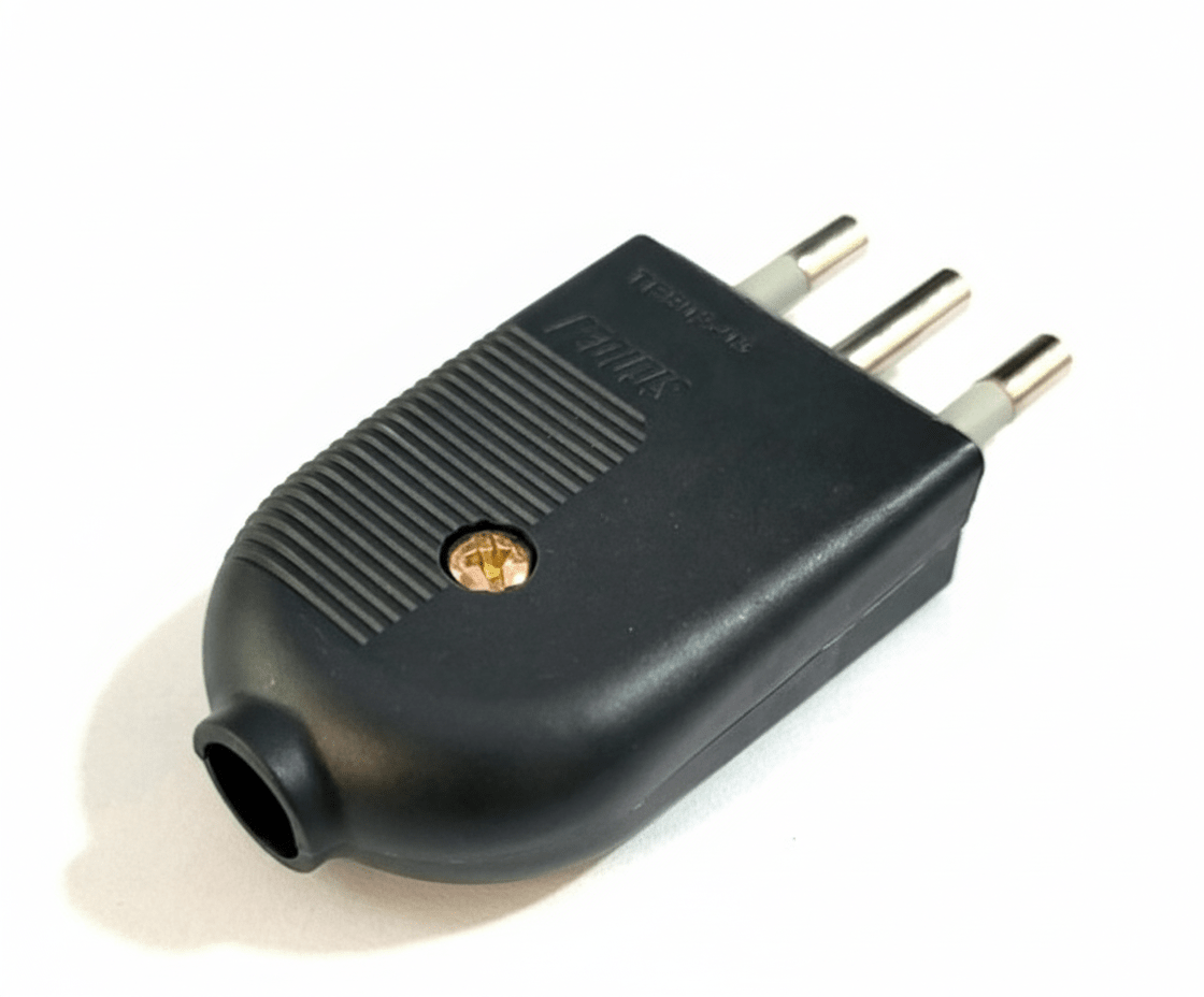 ENCHUFE MACHO 3 PATAS 10AMP 250V AEREO NEGRO 2 POSICIONES EQUUS2