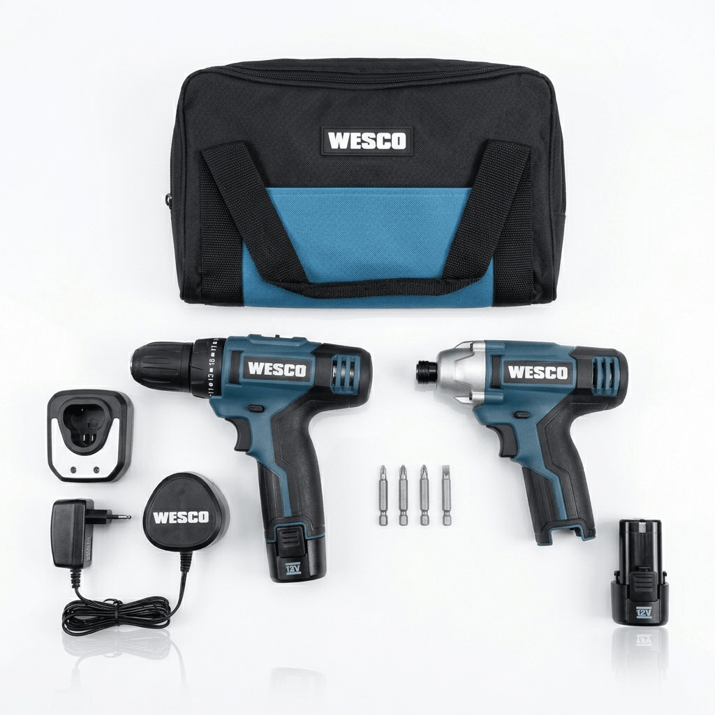 Kit Taladro + Atornillador Impacto 12v + 2 Bat 1 Carg Wesco3
