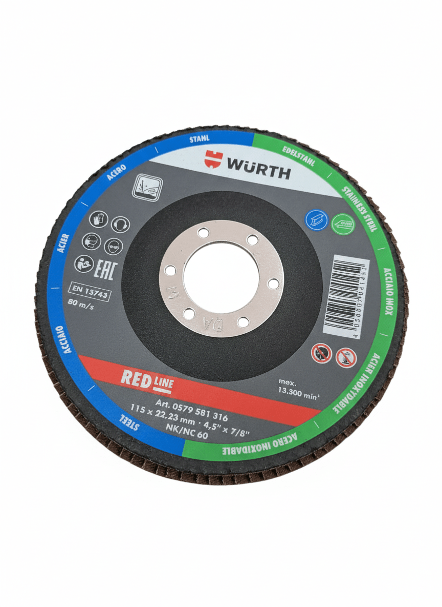 Disco Traslapado Zirconio 4.1/2¨ Grano 60 Para Inox. Wurth2