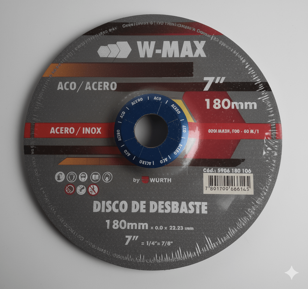 Disco Desbaste Acero 7puLG 180mm Wurth W-max3