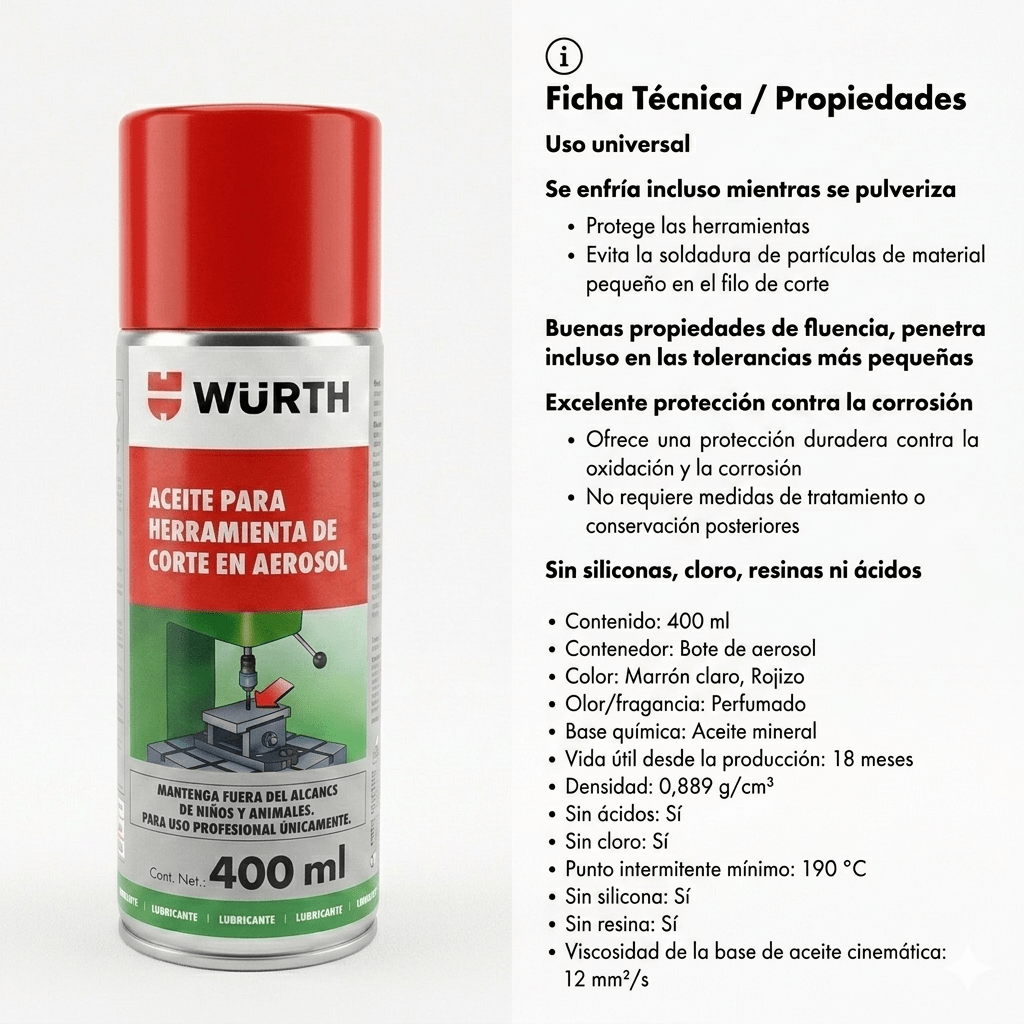 ACEITE DE CORTE Y PERFORACION 400ML WURTH3