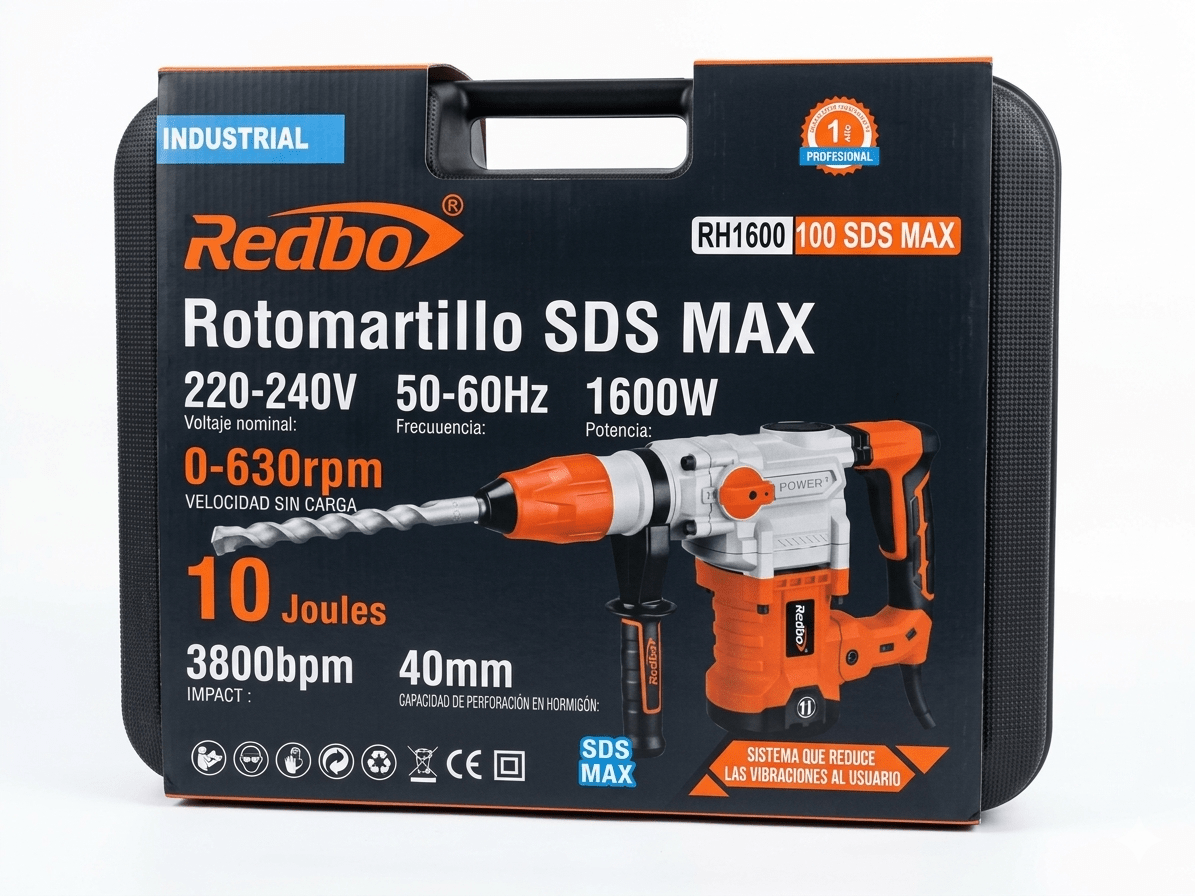 Rotomartillo Redbo Rh1600 Sds Max 1600w 10 Joules Industrial3
