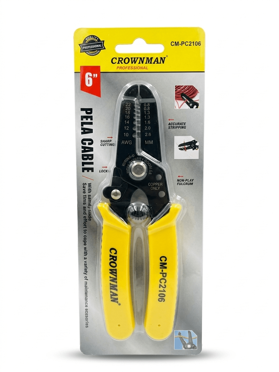 Alicate Pelacable Cortador Crownman 6'' Mango Antideslizante5