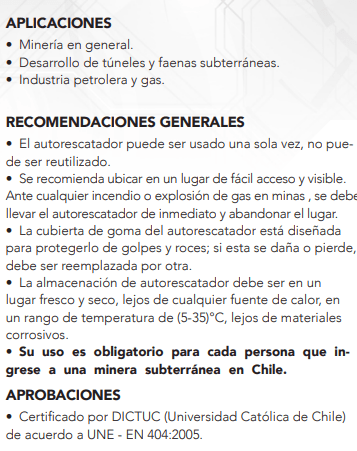 Autorescatador Safe 1 Steelpro Minera3