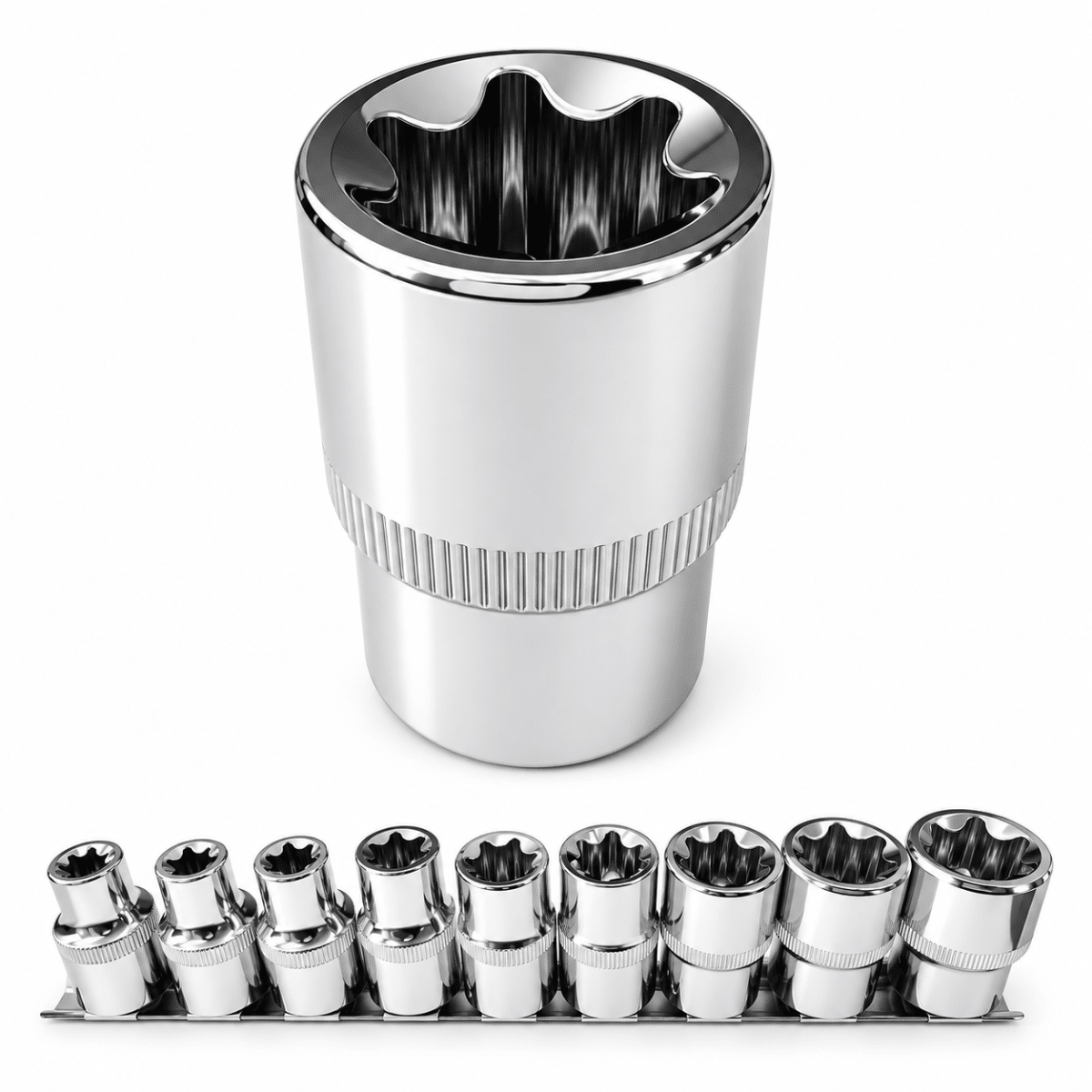 JUEGO DADO ESTRELLA TORX 9 PIEZAS CUADRANTE 1/2