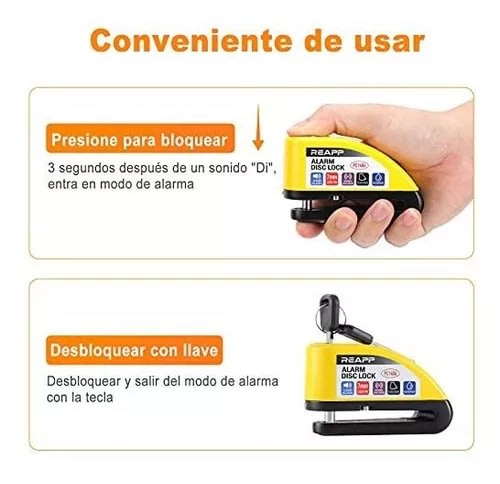 Candado Alarma Bici/moto Freno De Disco Antirrobos1