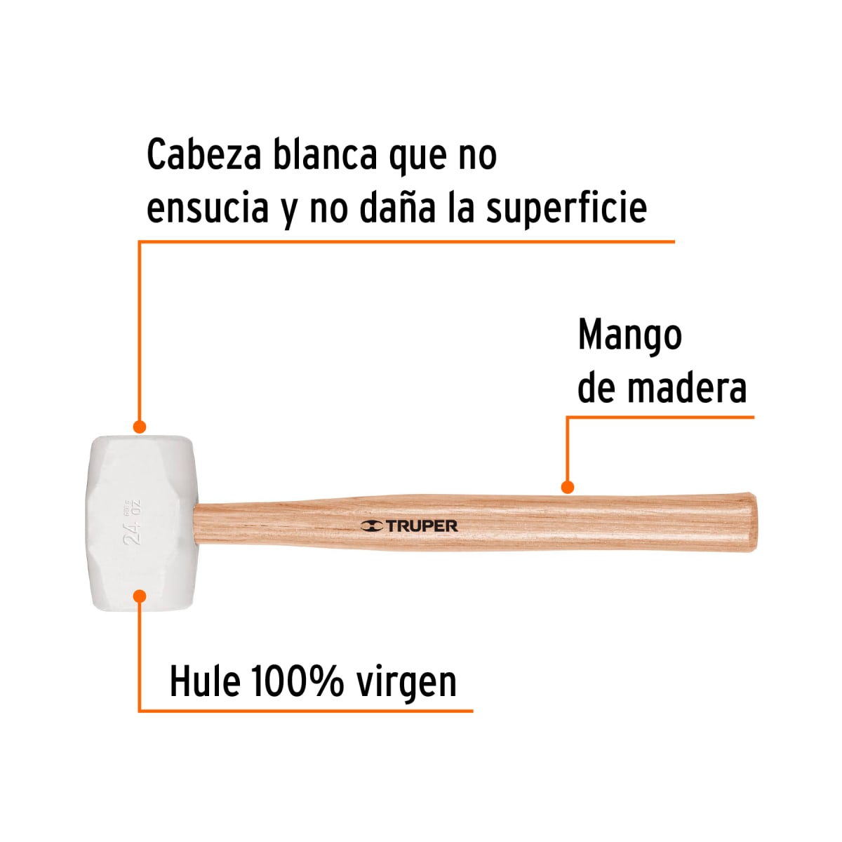 Mazo De Goma 24oz Mango Madera Mh-243