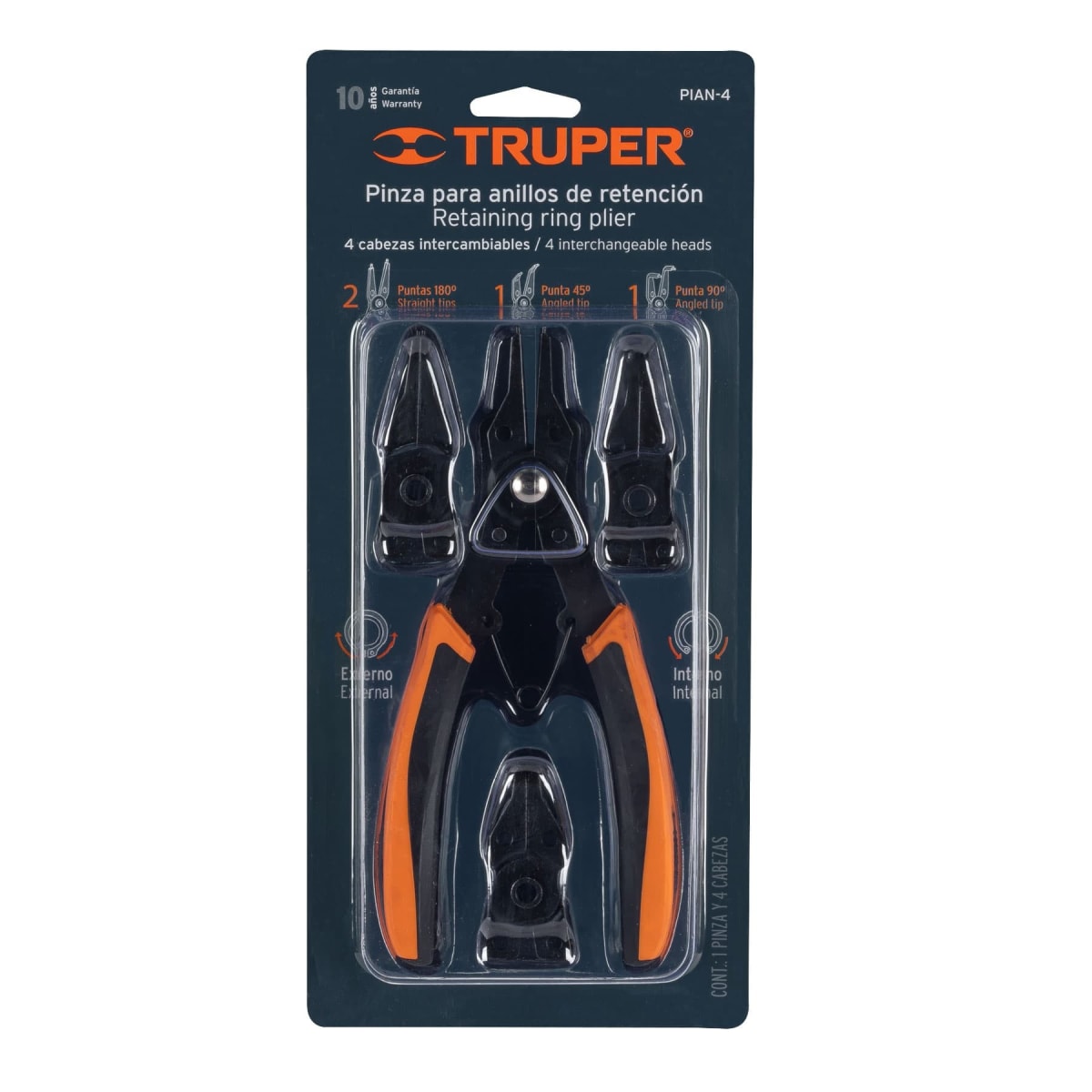 Alicate Pinza Para Anillos Reten 4 Cabezas Truper Pian-4 0