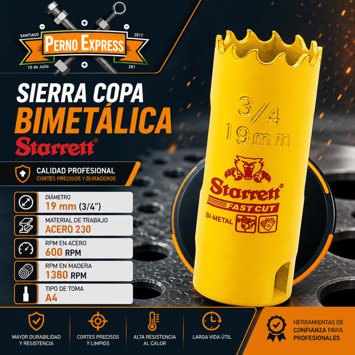 Sierra Copa Bimetal 19mm 3/4 Starrett Extra Cobalto2
