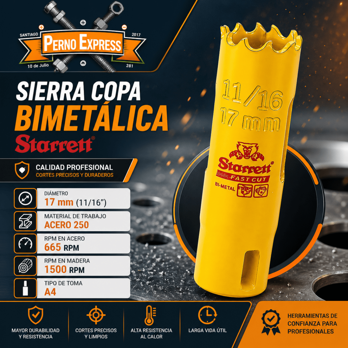 Sierra Copa Bimetal 17mm 11/16 Starrett  Extra Cobalto2