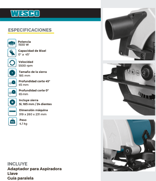 SIERRA CIRCULAR 1500W WESCO6