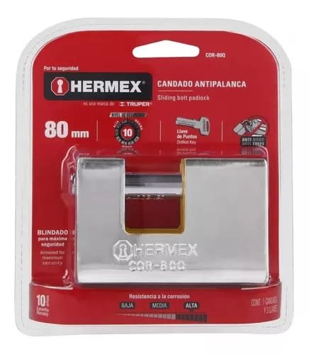Candado Antipalanca Acero 80 Mm Hermex Cor-80q2
