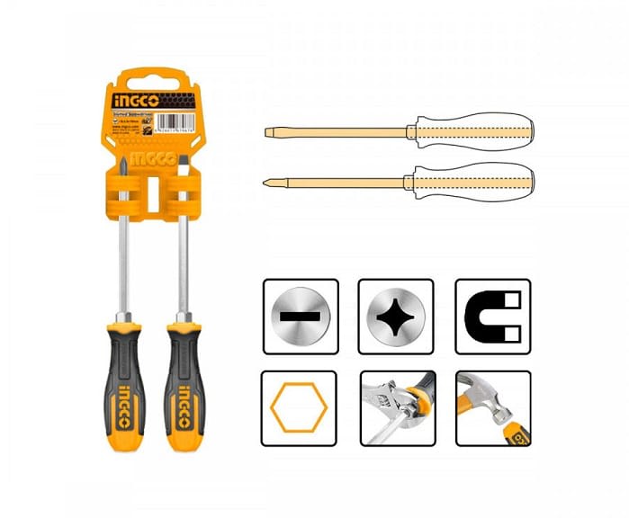 Juegos Destornilladores de Golpe 2PCS Cruz /Paleta Ingco HSGT6802082