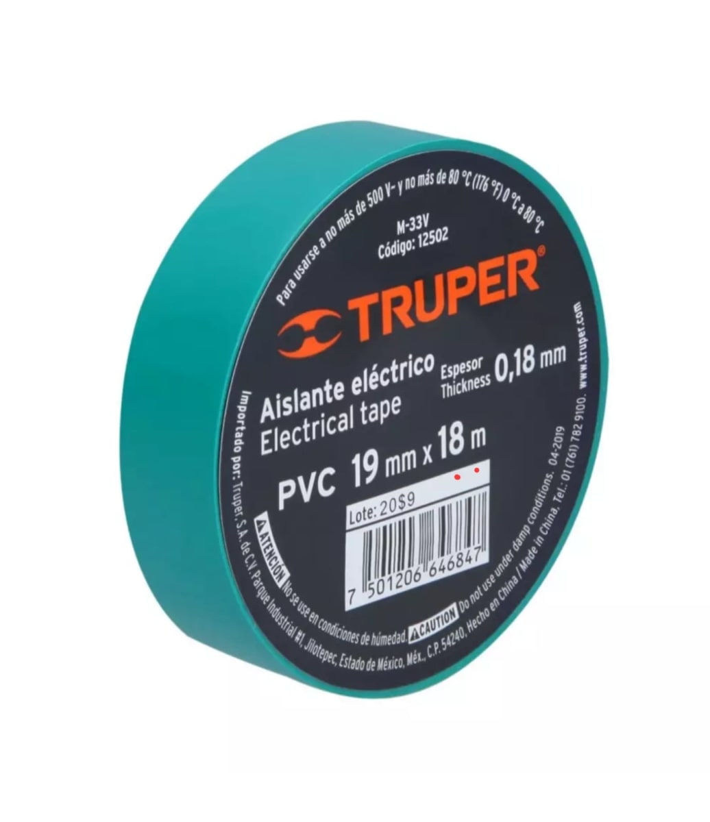 Huincha Aisladora Verde 18mts X 19mm Truper 0