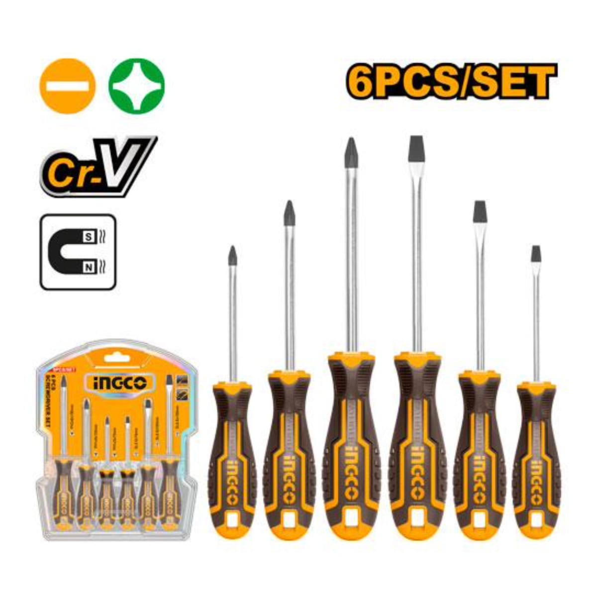Set Destornillador Industrial 6 Piezas Ingco HKSD0628 0