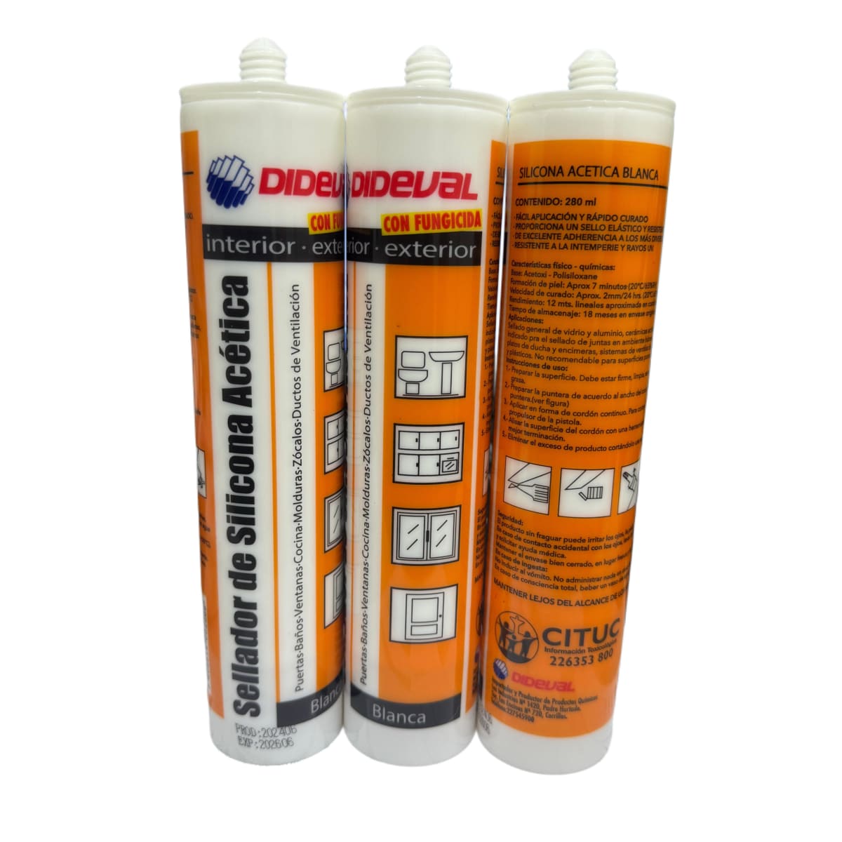 SELLADOR SILICONA ACETICA BLANCA 280ml DIDEVA2