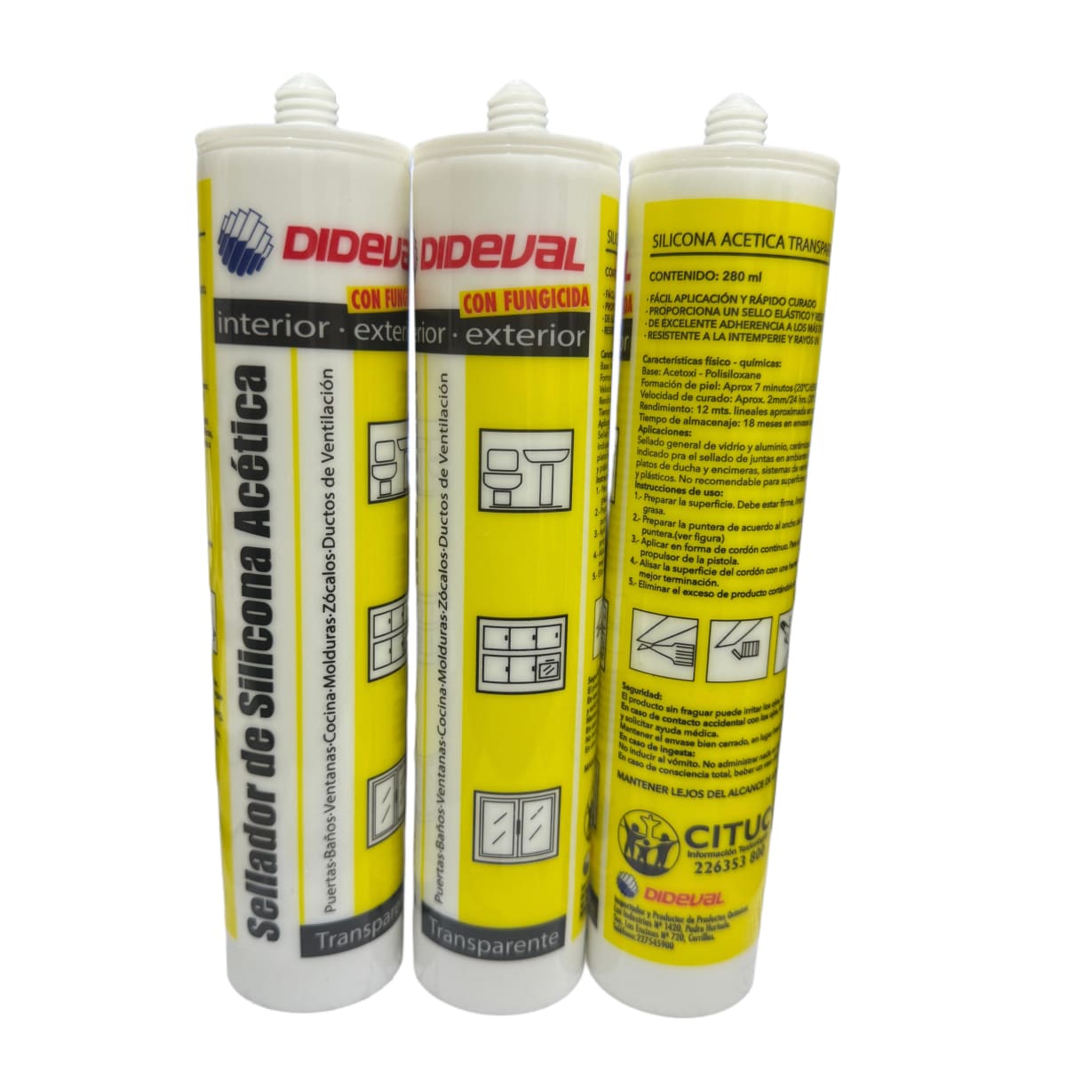 SELLADOR SILICONA ACETICA TRANSPARENTE 280ml DIDEVA2