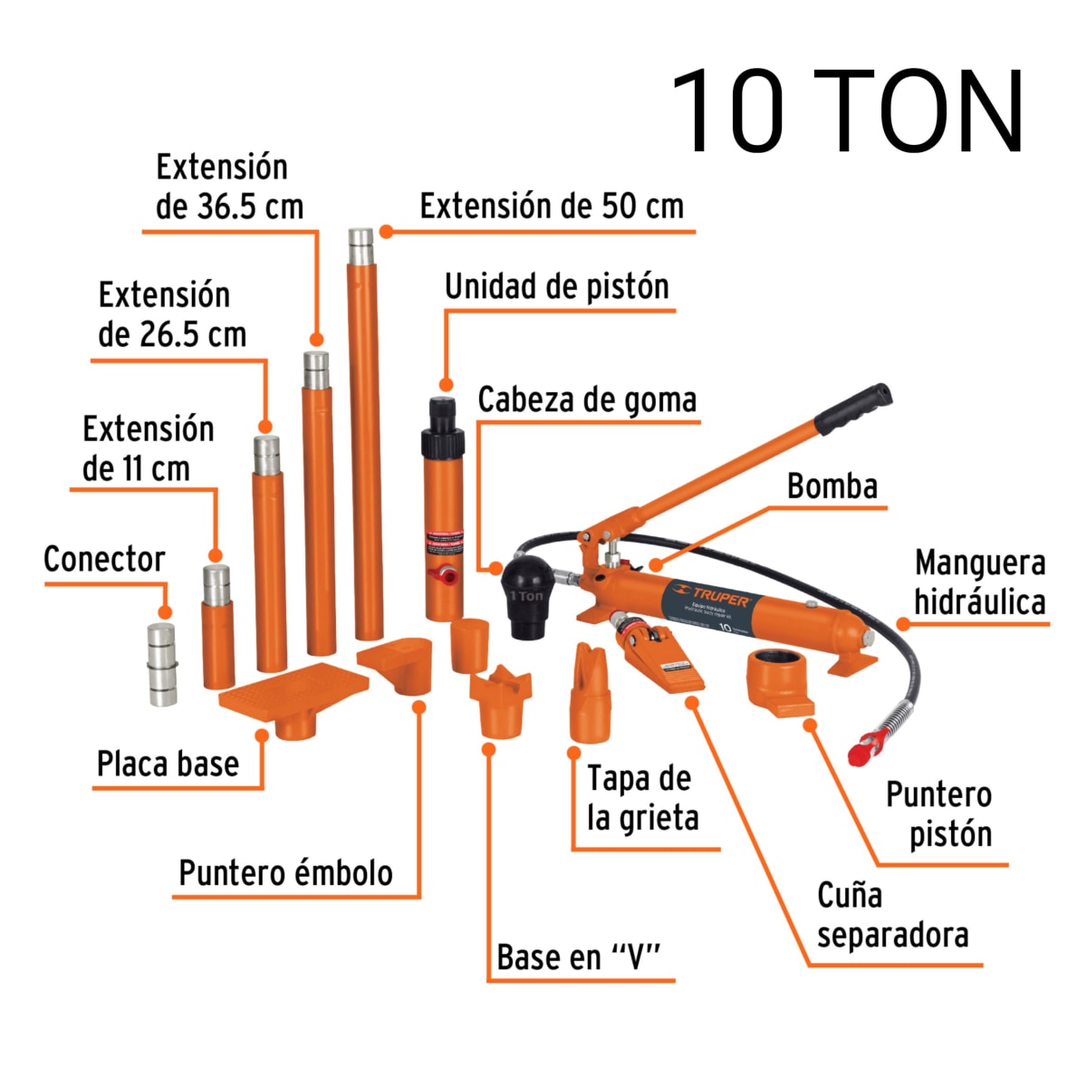 Porto Power 4 Y 10 toneladas Hidraulico Truper1