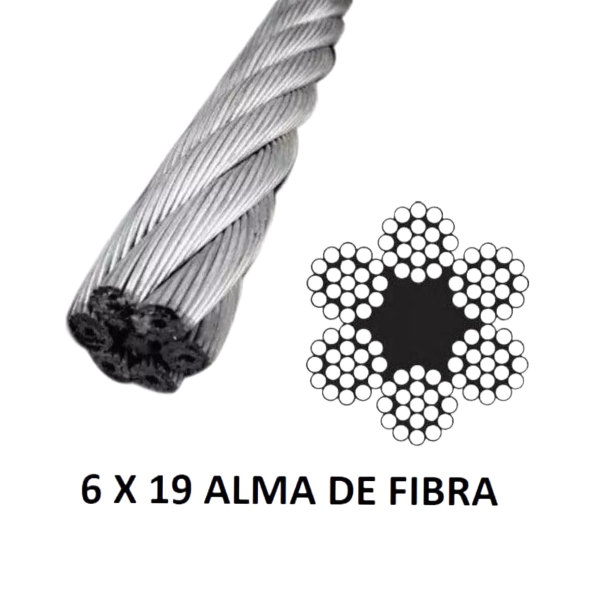 PIOLA CABLE DE ACERO 1/4 - 6mm GALVANIZADO  6X19 ROLLO 100MTS3