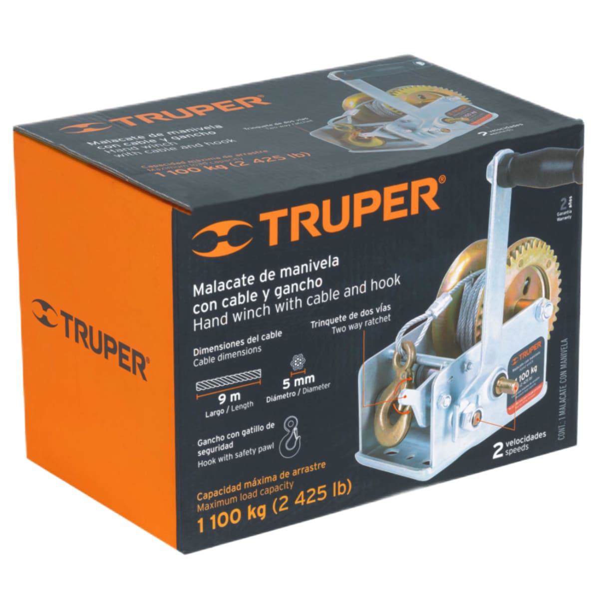 Tecle (malacate) De Manivela 1100 Kg Con Cable2