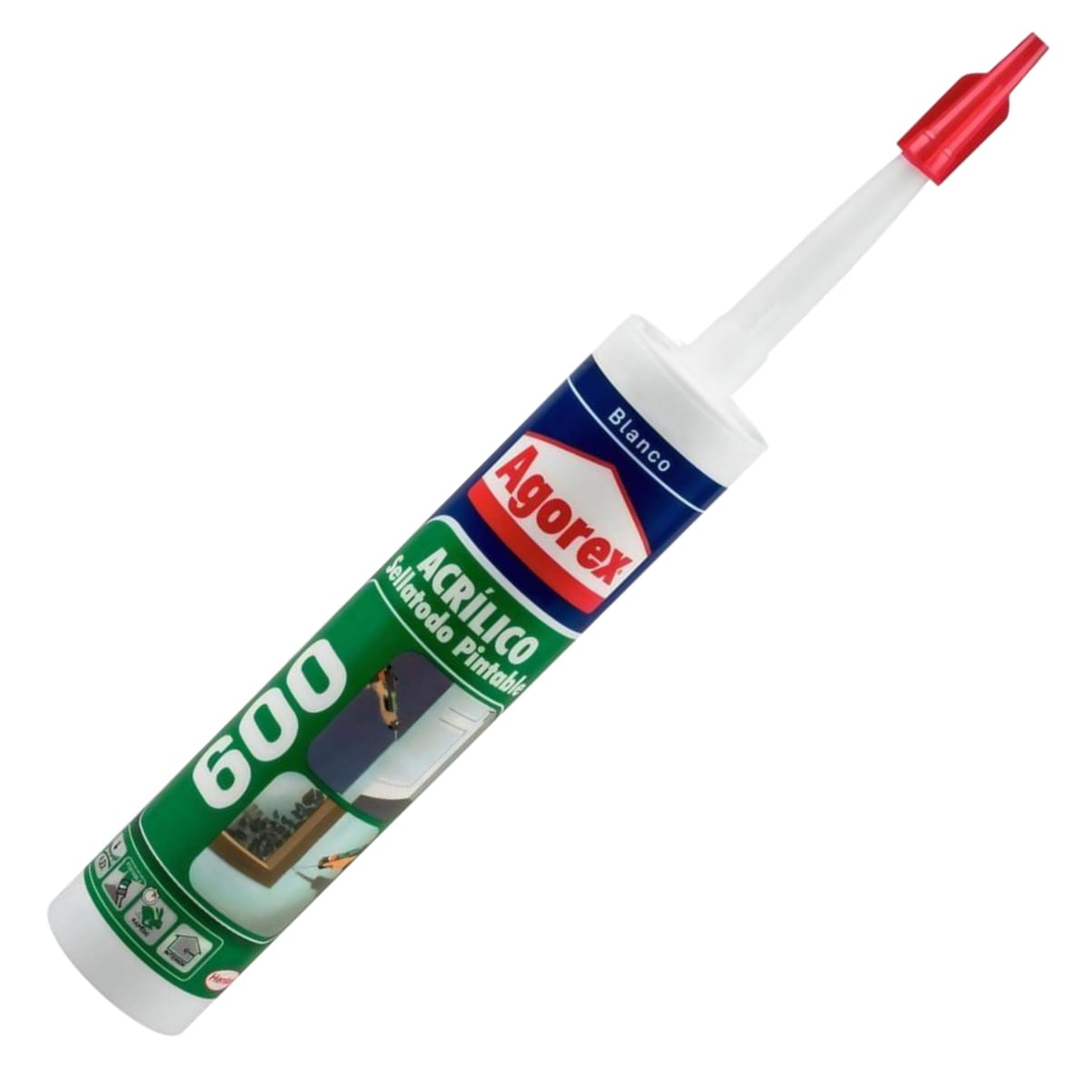 Silicon Acrilico 600 Pintable Agorex Blanco Sellador Ventanas Y Puertas 300ml2