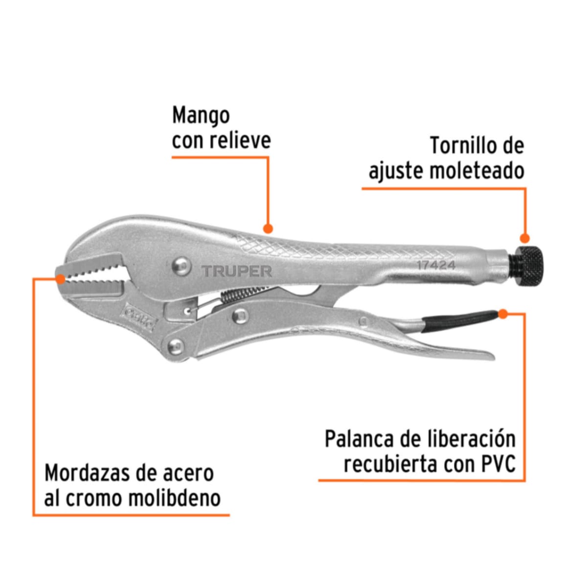 Alicate Caiman Recto 10 Pulgadas Pinza De Presion Truper3